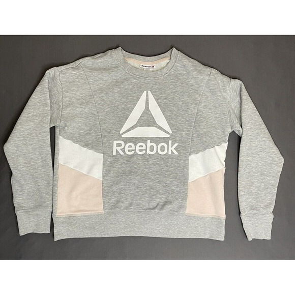 Reebok Sweater Womens Medium Gray Outdoors Sweatshirt Logo - Picture 3 of 11